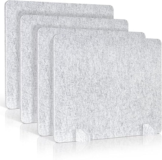 AMUSIGHT 4 Pack Acoustic Desk Dividers - 24" x 20" Freestanding Privacy Panels Set with Noise - Reducing Design Cubicle Sound Proof, Ideal for Office, Classroom, and Home (Silver Gray)