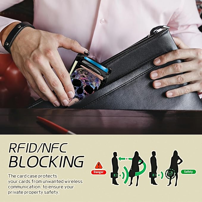 BWEGRHE Small Travel Wallets, Shackle Skull Slim Minimalist Front Pocket Wallet with Wristlet, RFID Blocking PU Leather Credit Card Holder with ID Window Change Purse for Men Women