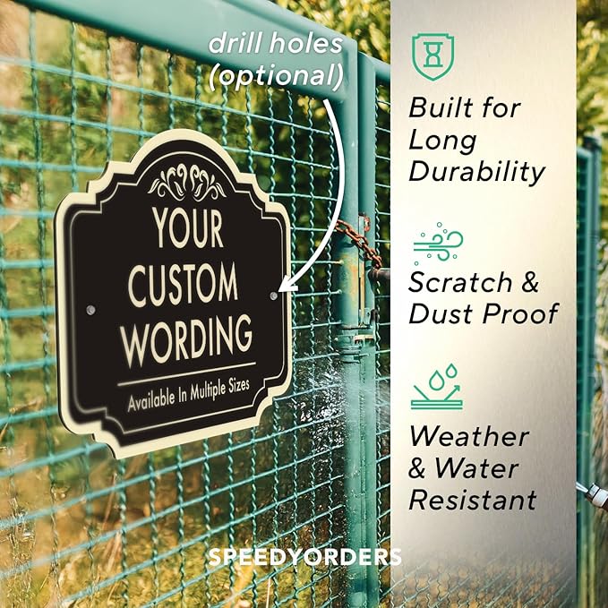 Custom Metal Decorative Signs, Personalized Aluminum, Custom Driveway Signs, Waterproof, Design 2 Black Charcoal 10x7 In
