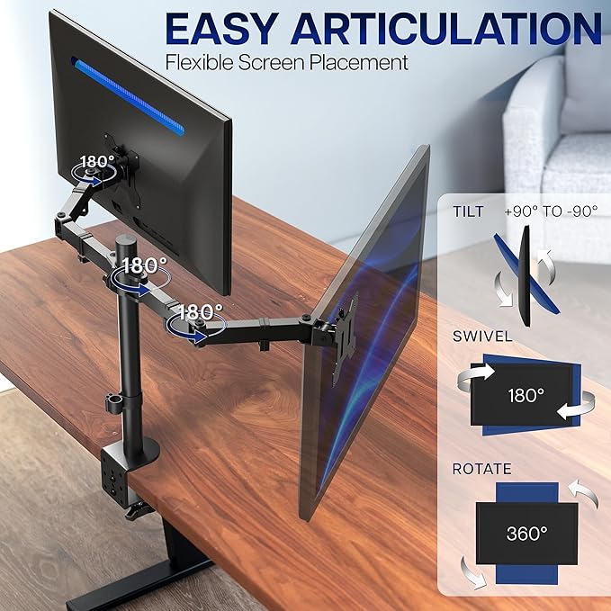 VIVO Dual Monitor Desk Mount (Black)