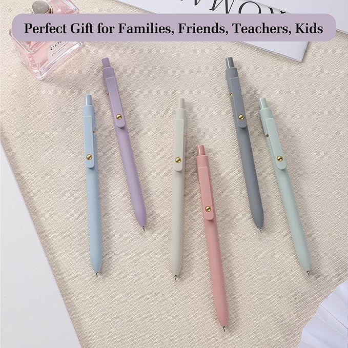 FIOVER Gel Pens, 6pcs Blue Ink Medium Point 0.7mm Smooth Writing Pens with Comfort Grip, Aesthetic Ballpoint for Journaling School Office Supplies, Gifts for Women Men (6PCS Blue Ink)