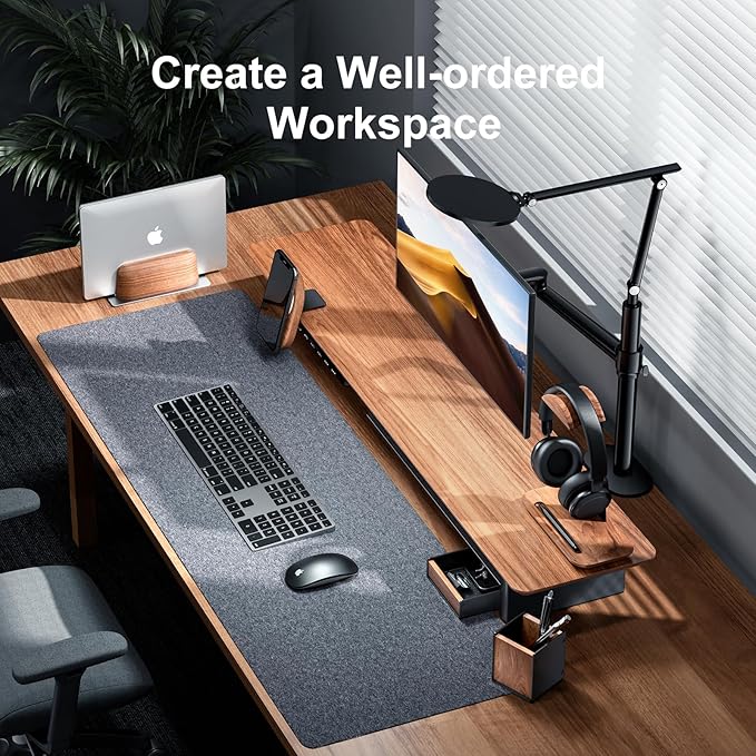 UPERGO Walnut Desk Tray Organizer with Drawer