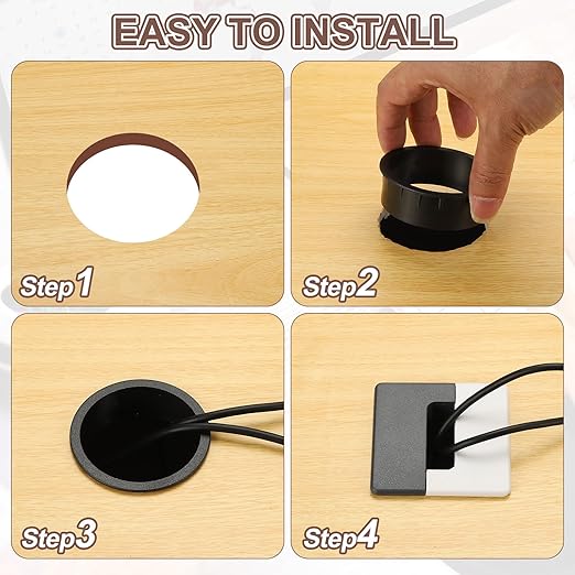 PATIKIL 2.8inch Desk Grommet, 6Pcs Cable Grommet Wire Management Cable Hole Cover Cord Organizer for Office Home Table Countertop, Black White Silver