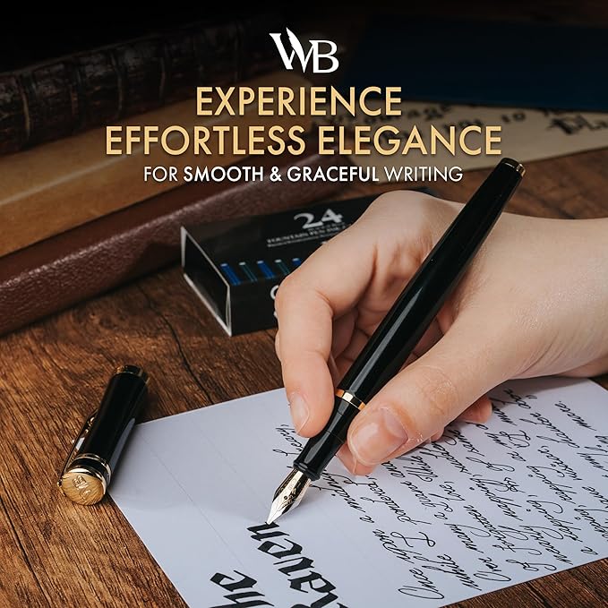 Wordsworth & Black Fountain Pen Set (Black, 24 Pack)