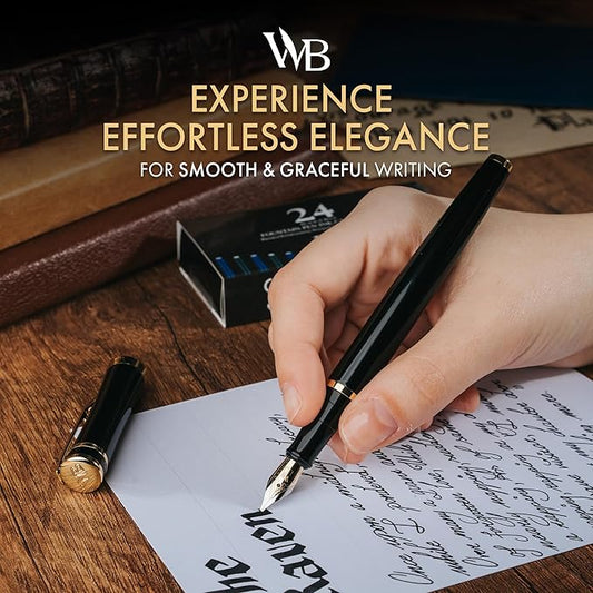 Wordsworth & Black Fountain Pen Set (Black, 24 Pack)