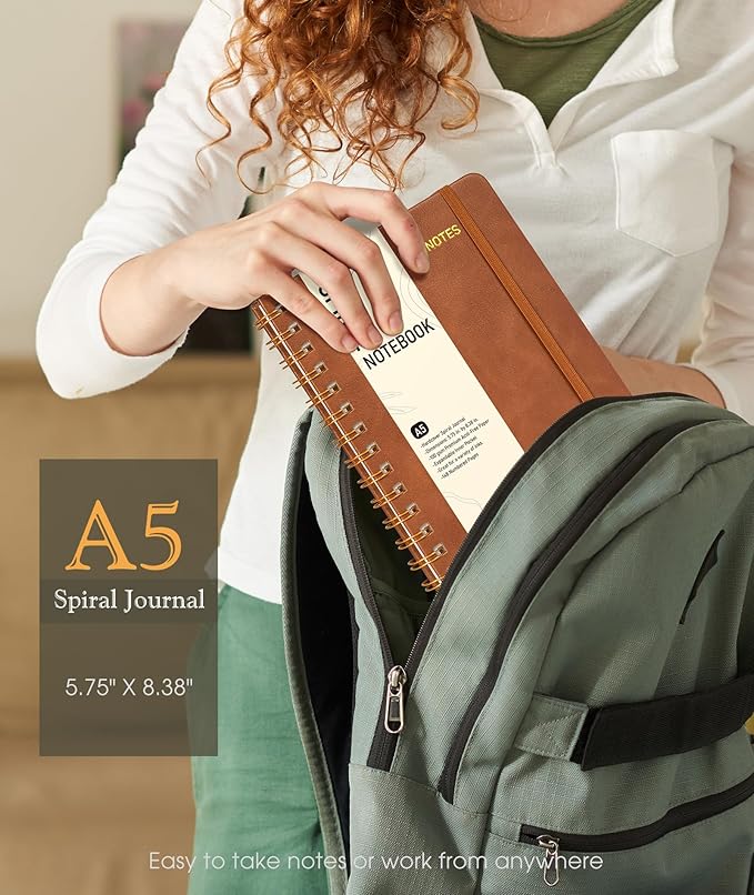 Office Prime Graph Spiral Notebook — A5, 5.75×8.38 in, 150 Pages, Brown