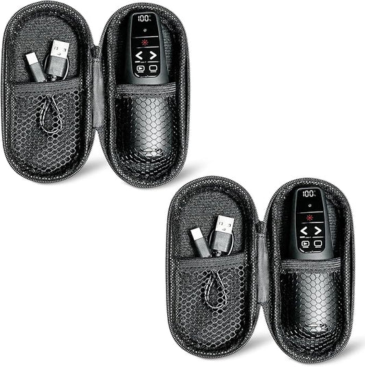 (2 Units) Rechargeable Presentation Clicker with Case, Power Digital Display Wireless Presenter Remote, Red Light Pointer Computer PowerPoint Clickers for Mac Laptop, Slideshow Google Slide Advancer