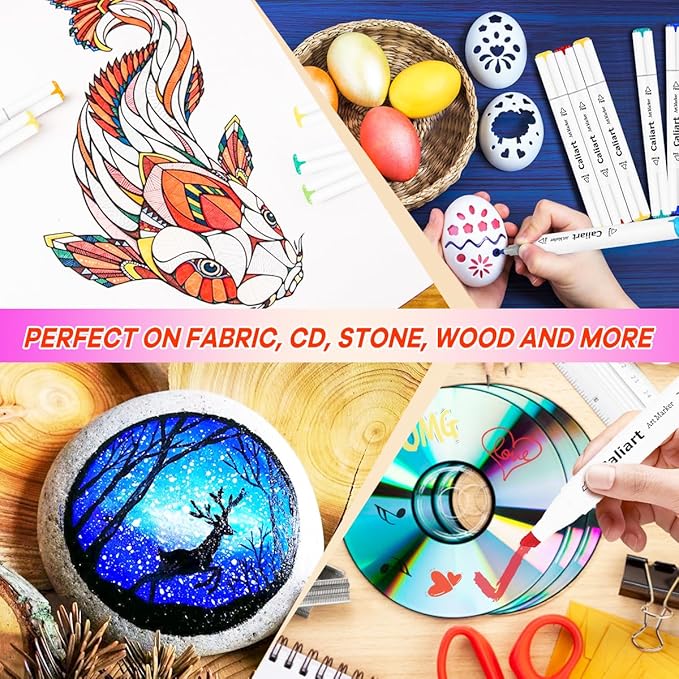 Caliart Alcohol Based Markers, 180 Colors Art Marker Set Fine & Chisel Dual Tip, Permanent Colored Pens for Adults Coloring Book Artists Illustration Sketch Drawing