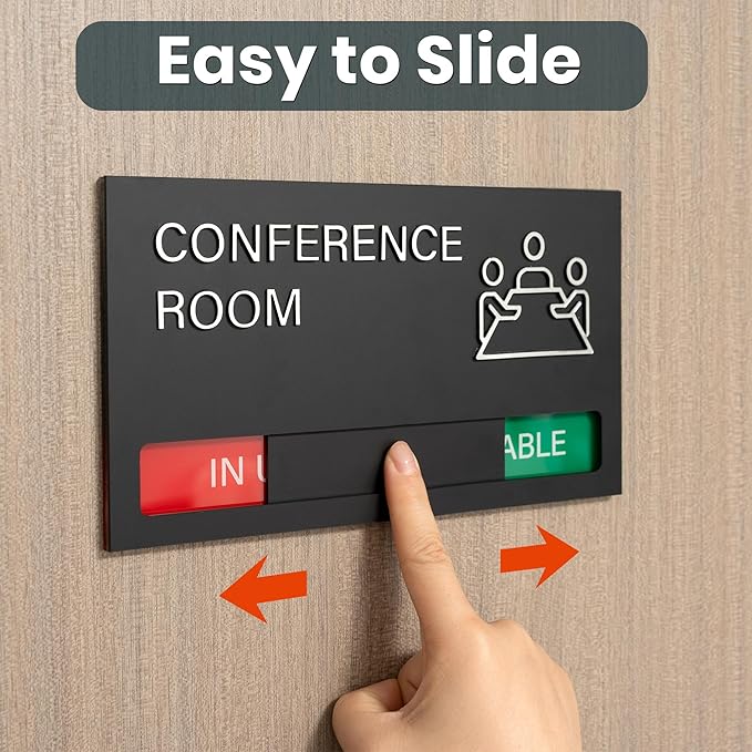 Conference Room Sign - In A Meeting Sign for Office Door, Do Not Disturb, In Use/Available Slider Indicator for Office Tell Whether Meeting Room is In Session