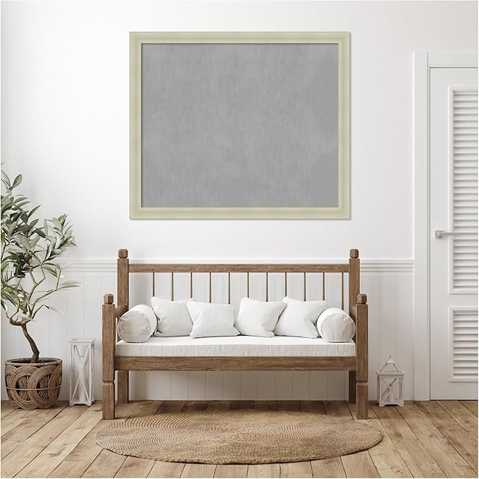 Amanti Art Silver Framed Magnetic Board 45x53 Oversize Vision Board for use with Magnets, 100% Metal Sheet to Display Items as Office Decor or for Home Organization in mudroom, Kitchen or Kids Room