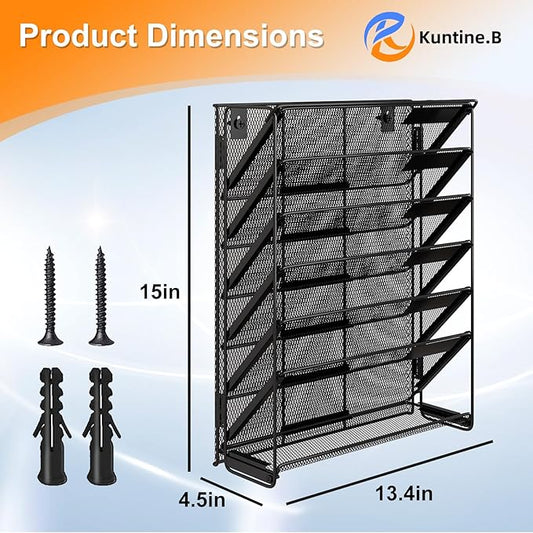 Kuntine.B Wall File Organizer — 7-Tier, Black