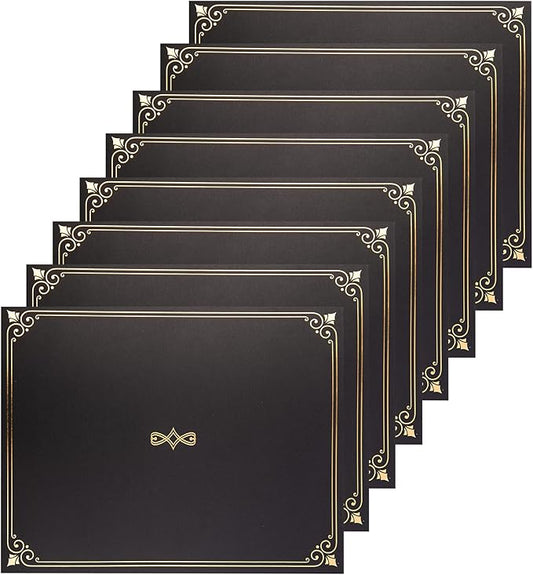 Certificate Holders, 25-Pack Certificate Covers for Letter Size 8.5 x 11 Inch Paper, Certificate Folders, Black, 9 x 11.5 Inches