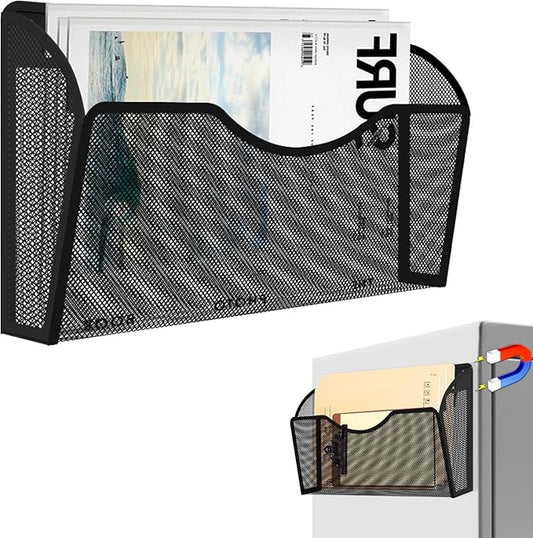 LQPAFZ Magnetic File Holder 1 Pockets File Folder Organizer, Office Hanging Magazine Rack for File Cabinets, Magnetic Paper Holder, No Drilling Mail Organizer for Refrigerator, Office