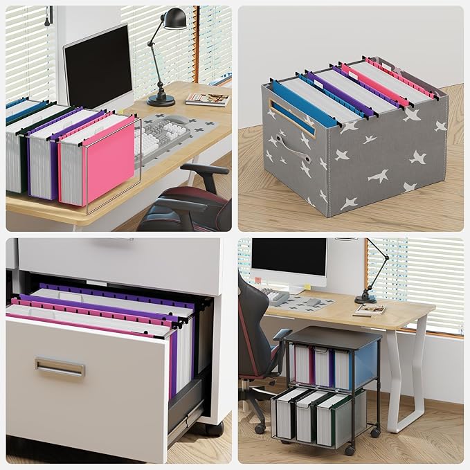 ANSOOK Legal Size Hanging File Folders Extra Capacity,Heavy Duty 3 Inch Expandable File Folders Hanging with Tabs,12 Pack Hanging File Organizer,File Cabinet Folders with Insertable Tabs for School
