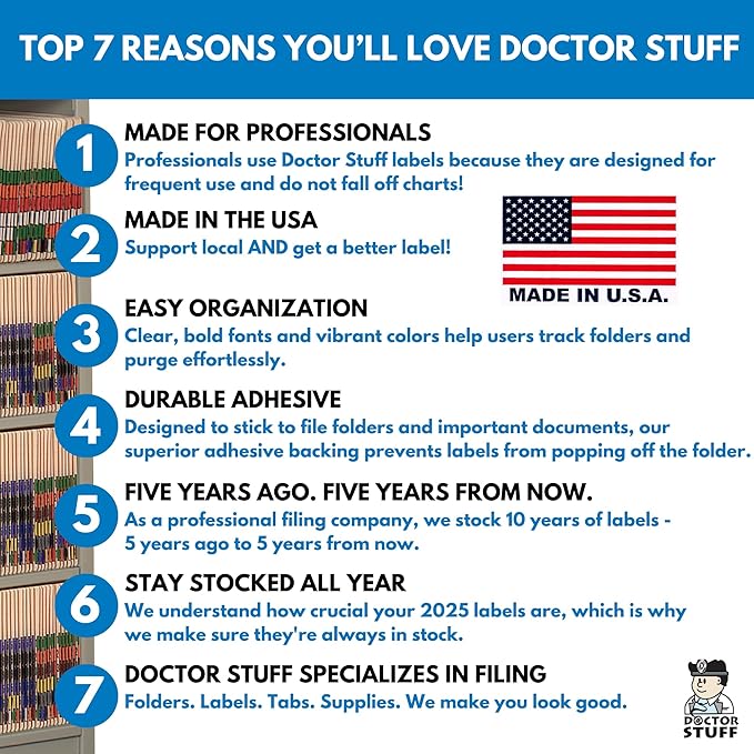 2023 Year Stickers, Doctor Stuff 2023 Chart Stickers, Yellow/Black Colored, POS Style, USA Made Year Labels for End Tab File Folders, 500/Roll, 1 Roll, 3/4" x 1-1/2"