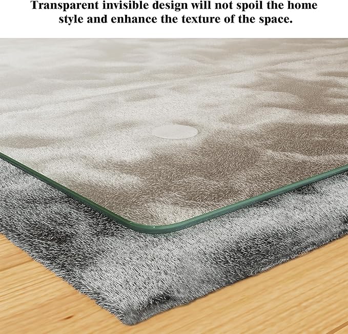 Koonmi Tempered Glass Chair Mat for Hardwood Floors & Carpets, 48" x 60“ Transparent Heavy Duty Office Floor Protector with Noise-Free Gliding Shatterproof for Home Office Desk
