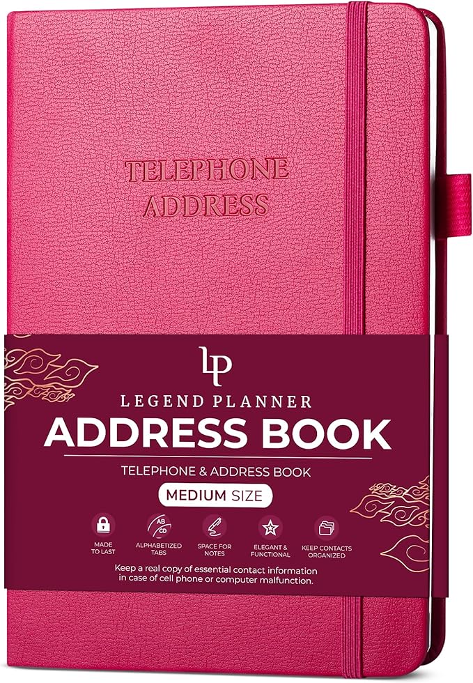 Legend Planner Address Book with Alphabetical Tabs — 645 Contacts