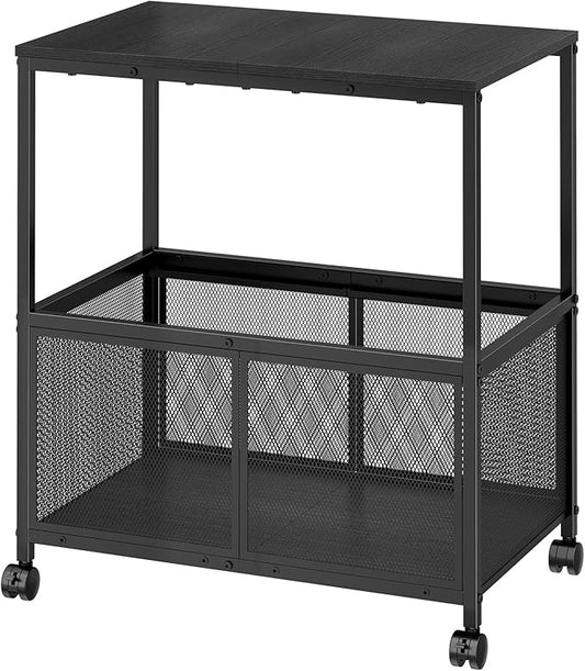 Sbanmao Rolling File Cart, Mobile Hanging File Cabinet with Wheels, Filing Cabinet Organizer Printer Stand File Organizer File Cabinet for Home Office, Black (120~150 Letter-Size Files)