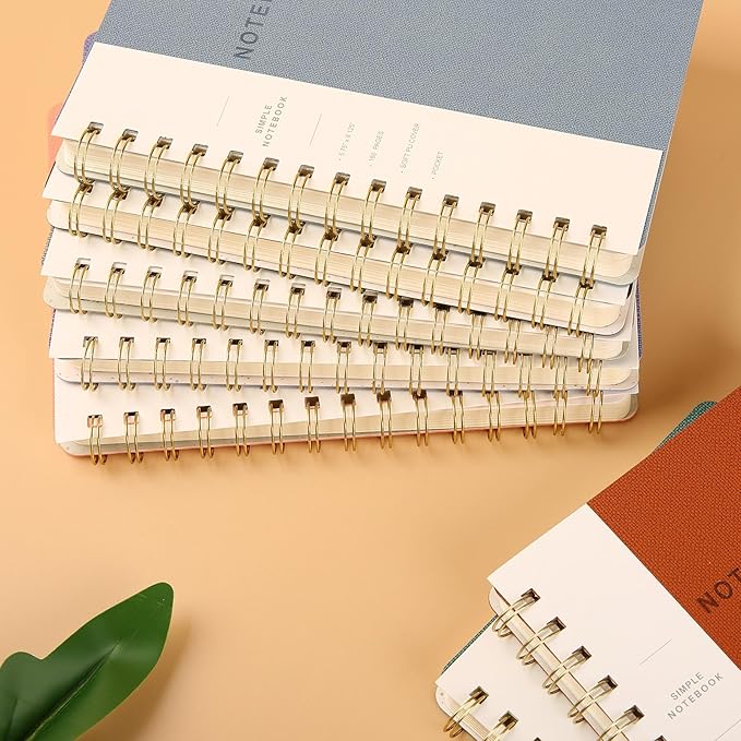Spiral Notebook-5.75" x 8.125" College Ruled Journal with Inner Pockets and 160 Pages,PU Leather Cover Business Journal, Twin-Wire Binding Notebook Perfect for Office & Home School Supplies Green