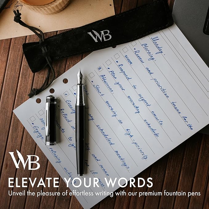 Wordsworth & Black Fountain Pen Set (Black, 24 Pack)