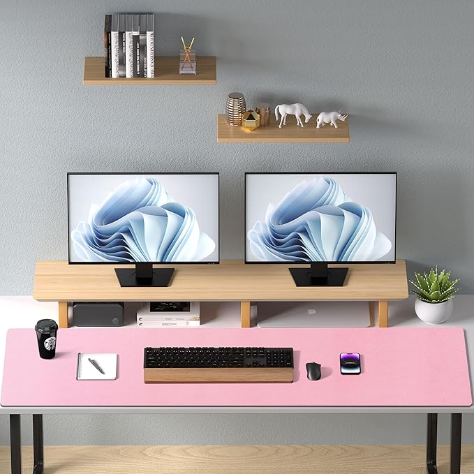 Aothia Large Faux Leather Desk Pad / Mouse Pad — Pink