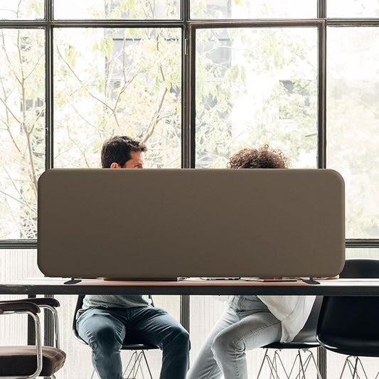 DECOLAB Desk Divider, Portable Privacy Tabletop Partition Panel for Office, Student, Counter Top, Testing, Freestanding, Anti Scratch, 48"x18", Taupe