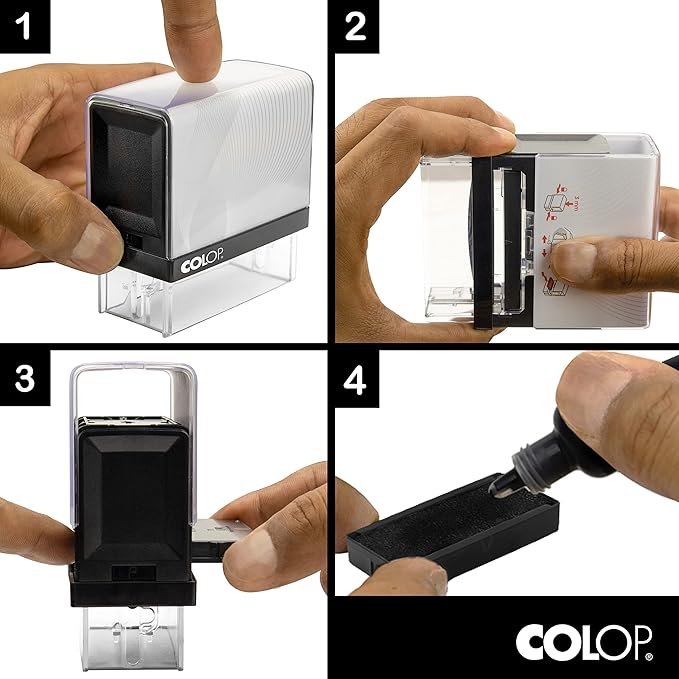 COLOP Large Size Self Inking Custom Text Stamp - Choose from Many Fonts & 15 Ink Colors