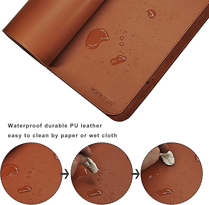 ZORESYN Conference Table Pads (70.87" x 31.5") - PU Leather Extended Large Mouse pad Office Desk Mat - Nonslip Base and Waterproof Desktop Writing Pad Mouse Mat (Light Brown)