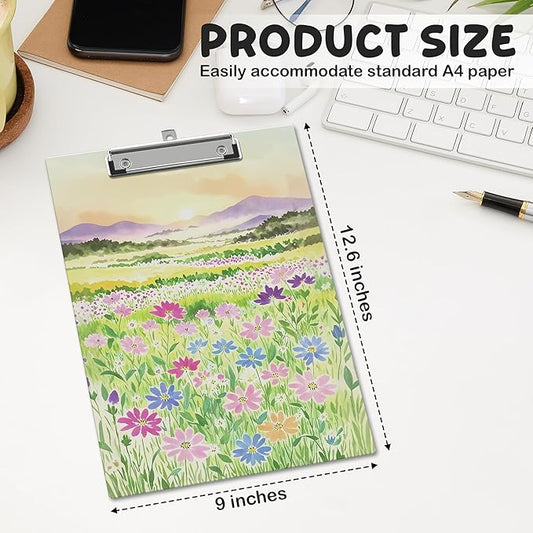 APIILVPQ Wild Flower Clipboard, Colorful Clipboards with Low Profile Clip for Office School Use, Floral Gifts Wooden Clip Boards for Nurses Teachers Students - B06