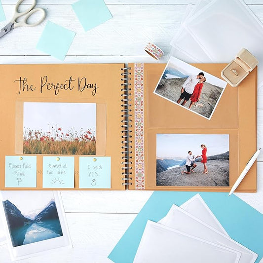 Juvale Photo Sleeves - 5.5 x 8.8 Inches, Clear, 50 Pack - Index Card Holder & Label Sleeves for Planners - Top-Load Card Protector - Office Supplies