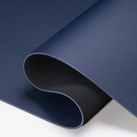 Nekmit Leather Desk Blotter Pad 36 x 20 Inches, Flat, Non-Slip, Waterproof, Blue