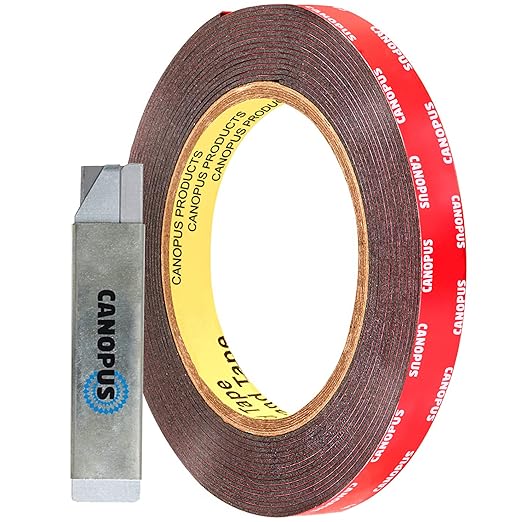 CANOPUS Double Sided Tape, 5952 Heavy Duty Mounting Tape, Strong Bond & Weatherproof Seal Strip for Automotive Mounting, Picture and Photo Frame, Poster, Craft, 0.50 in x 15 ft, Black, Made in USA