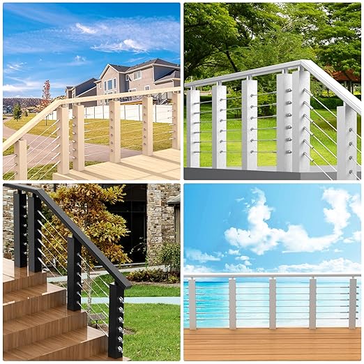 BLIKA 40 Pack Stainless Steel Protector Sleeves for 1/8" 5/32" or 3/16" Deck Cable Railing, for Wood/Composite Posts, T316 Marine Grade, Cable Railing Protector Sleeves
