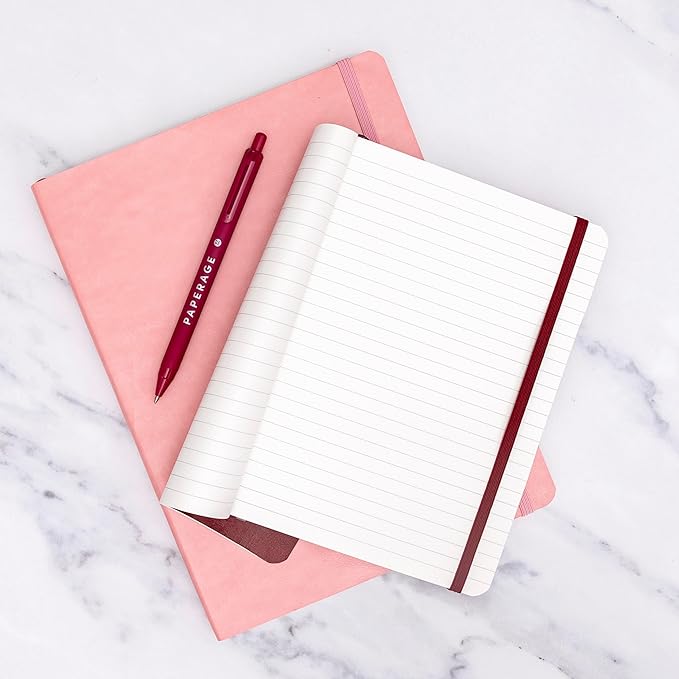PAPERAGE Softcover Lined Journal Notebook (Periwinkle), 160 Pages, Medium College Ruled Notebook, 5.6 inches x 7.9 inches - 100 GSM Premium Paper, Soft Vegan Leather Journal for Home, Work & School