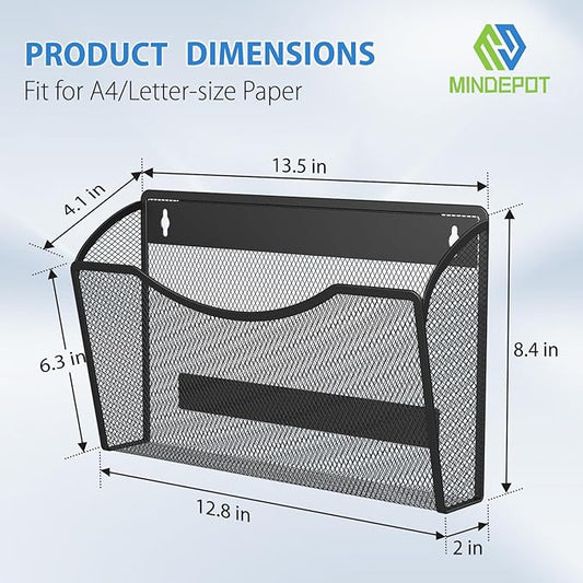 MINDEPOT Magnetic Wall File Organizer,Hanging Wall Mounted File Folder Binder Holder Mail Organizer for Office,Home and School Supplies