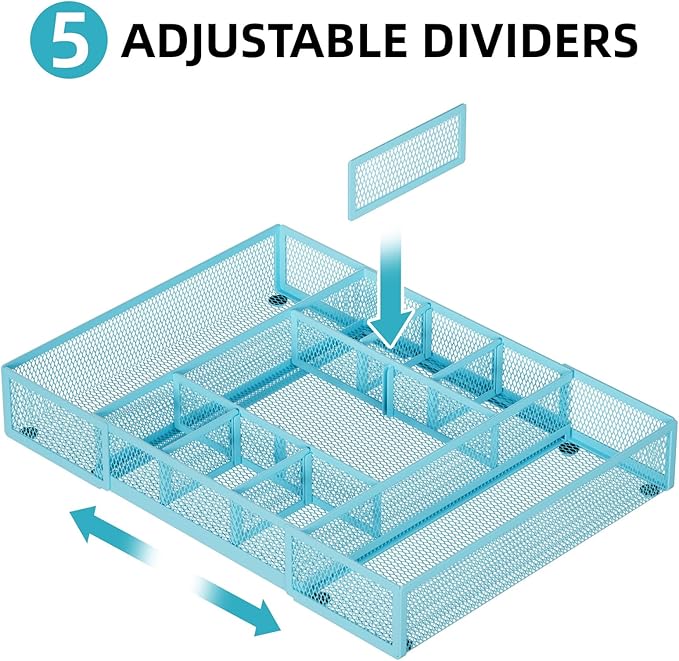 Marbrasse Expandable Desk Drawer Organizer — Blue