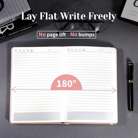 CAGIE Textured Hardcover Lined Journal for Women and Men, A5 Leather Journal Notebook with 256 Pages, 100GSM Paper – College Ruled Journaling Notebook for Writing, Work, School, Daily Diary