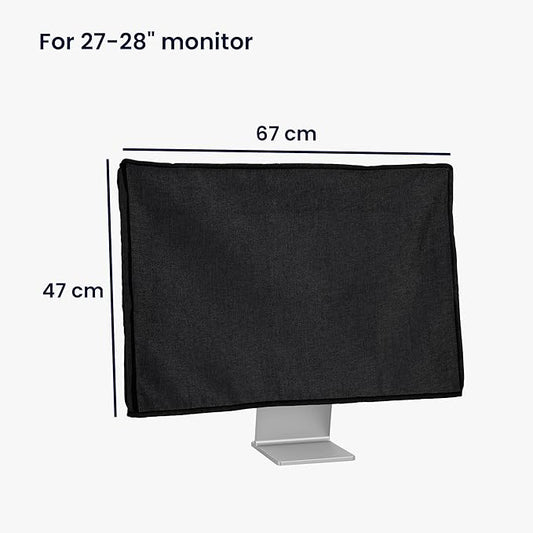 kwmobile Dust Cover for 27-28" Monitor - Linen Monitor Display Protector - Protect Your Computer Screen - Black