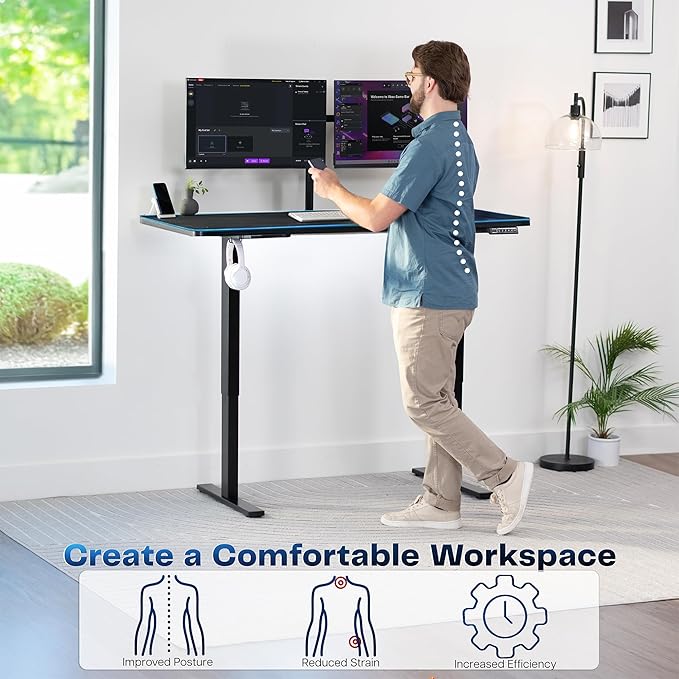VIVO Electric 60 x 30 in Standing Desk with Full-Size... (Black, 60x30in)
