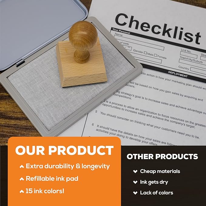 Metal Case Stamp Pad Medium Size, Gray Color - Size: 3" x 4" - Choose from 15 Ink Colors