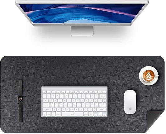 KINGFOM Desk Pad Office Desktop Protecter, PU Leather Desk Mat Blotters Organizer with Comfortable Writing Surface (47.2" x 23.6", Black)