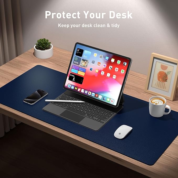 Aothia Leather Desk Pad Protector — Dark Blue