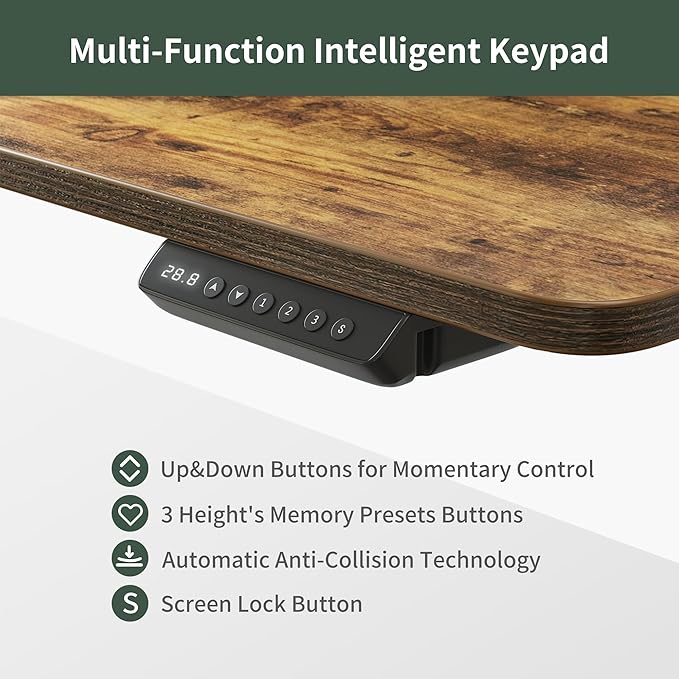 FEZIBO 55'' x 24" Height Adjustable Electric Standing Desk with 4 Drawers and Keyboard Tray, Home Office Table for Work, Study, Gaming, Writing, Rustic Brown