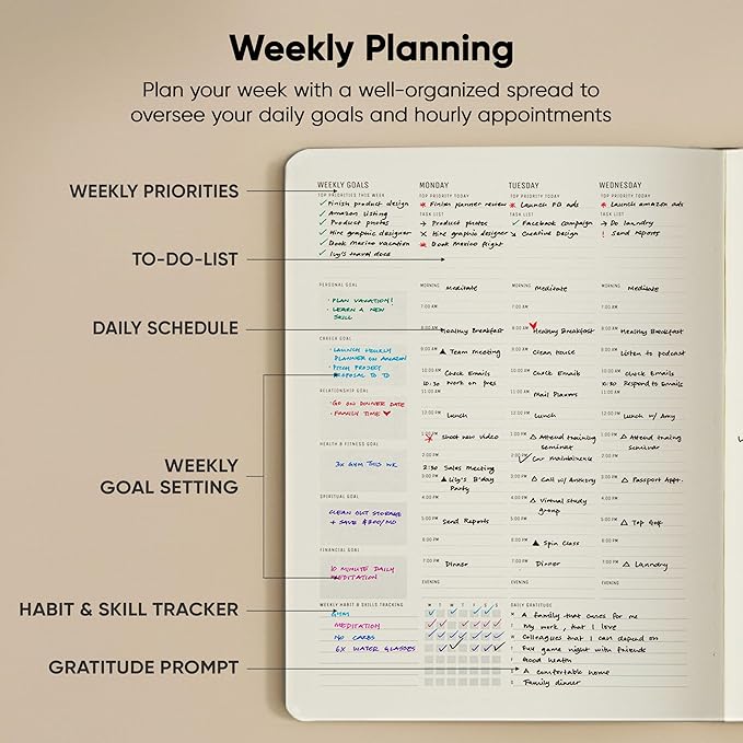 Productivity Store Hourly Planner — 8.5×11 in (A4), Gray