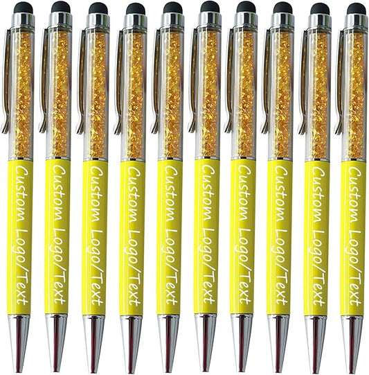 Customized Pens with Name/Logo - Touch Screen Stylus Ballpoint Pen, Perfect for Weddings, Business & Personalized Gifts (Yellow,150)