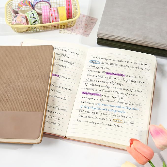 TSFPapier Lined Journal Notebook for Work College Ruled Note Book 7.2"x9.6" B5 PU Leather Daily Journaling 160 Pages for Women Men Writing Home School Supplies Business (Brown)