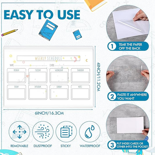 Outus Self Adhesive Shop Ticket Holders Clear Plastic Sleeves Adhesive Pockets Work Order Job Ticket Holders for Home Office Posting Signs(6 x 4 Inch,60 Pcs)