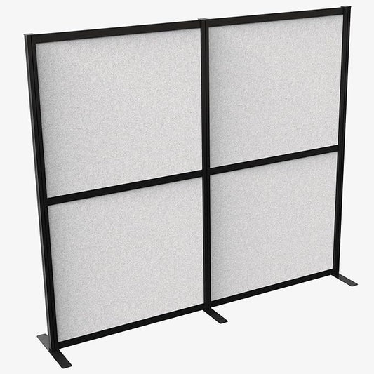 VIVO Modular Wall System, 2 PET Panels, Modern Professional Office Cubicle Dividers, Freestanding Privacy-Screen, 66 inches High, Light Gray, Black Frame, PP-MWS63B