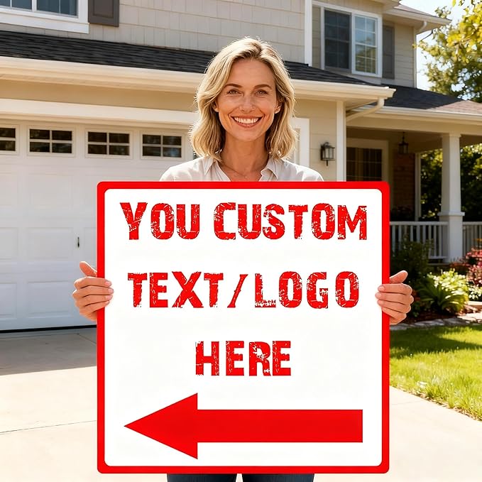 Custom Square Up Arrow Metal Signs - 28 * 28 inches - Rust-resistant metal, Optional reflective， for staircases、equipment signs、storehouse