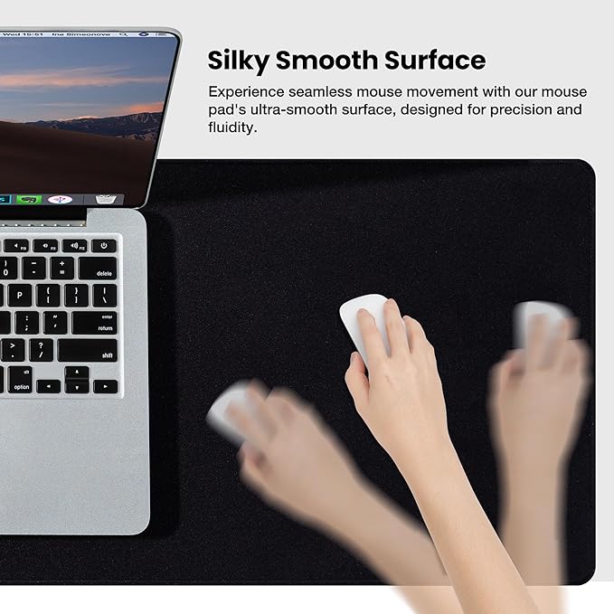 ALOANES Large Gaming Mouse Pad with Non-Slip Rubber Base,Stitched Edge,Desk mat for Laptop,Computer & PC, Wristing Pad for Gamer,Office & Home,Classic Black XL 11.81''x31.50''x0.12''